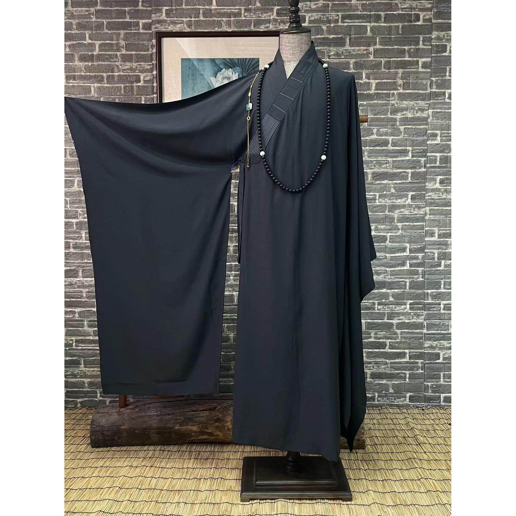 特价栖心僧服夏季薄款土黄色进口麻纱咖啡色大广袖海清和尚服僧人