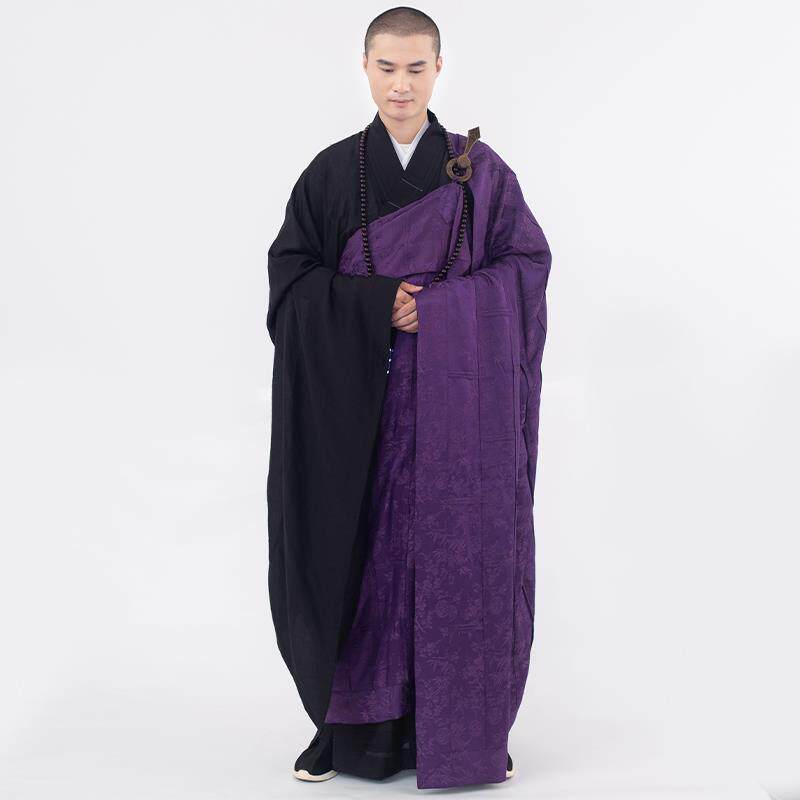 缎梵僧服祖衣搭衣师父和尚衣定制真丝祖衣红色四季款袈裟紫色僧侣