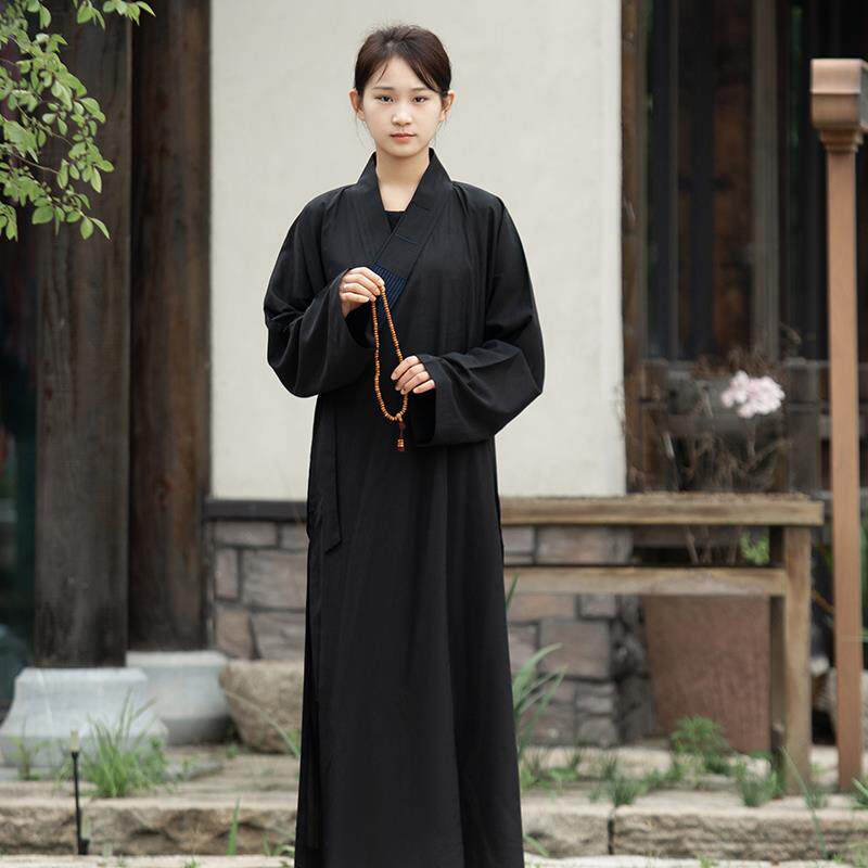 小袖海青服居士服男女同款夏四季台湾麻纱袈裟海清衣僧服大褂长衫