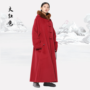 特卖僧人僧衣师父打坐披风双层毛呢保暖大衣加厚绒观音斗篷有袖居