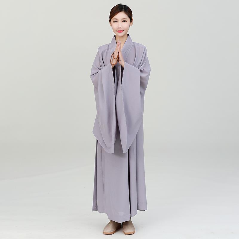 特价海青居士服女佛衣男大褂海清深咖啡色僧服不透明高档台湾麻料