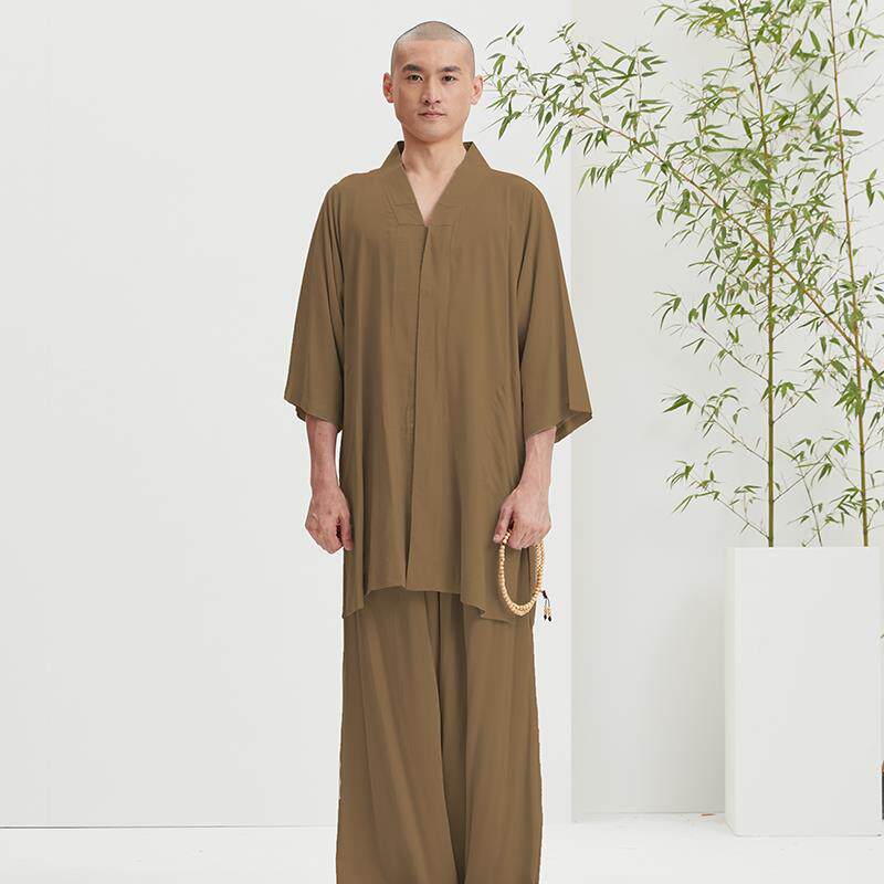 慈缘夏季短褂大码暗门襟凉爽僧服可机洗男女小褂短褂套装打坐禅服