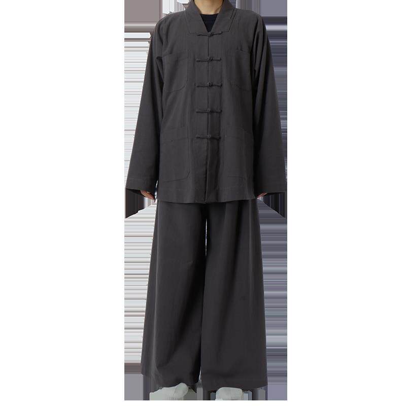 特价僧服短褂男春秋四季款透气棉麻和尚服比丘僧衣女布扣小褂套装