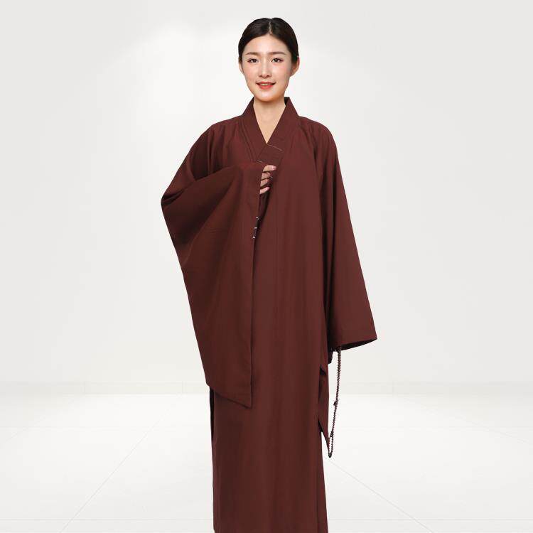 特价高档海青居士服女款僧服僧衣服海清长衫大褂袈裟禅修服咖啡色