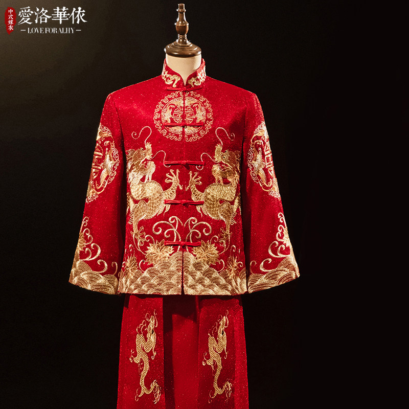 男装秀禾服2021新款中式婚礼新郎敬酒礼服大码唐装龙凤褂男士冬季