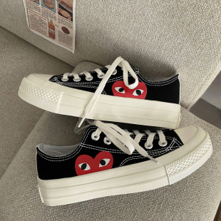 六月初品韩国ulzzang复刻联名帆布鞋 爱心大眼睛1970s复古休闲低帮