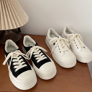 ins潮超火设计感厚底帆布鞋 六月初品夏天鞋 子女2022年新款 小白鞋