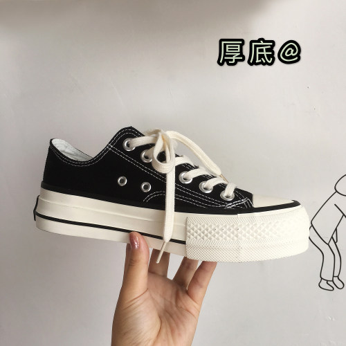百搭ins风增高基础款休闲帆布鞋
