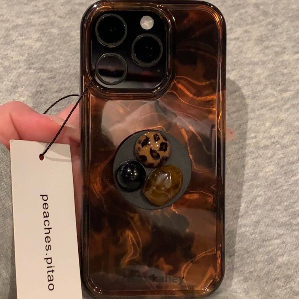 黑棕色线条晕染豹纹陨石支架适用于苹果iPhone17promax手机壳16pro新款14pro防摔保护套13女款16全包15潮流感