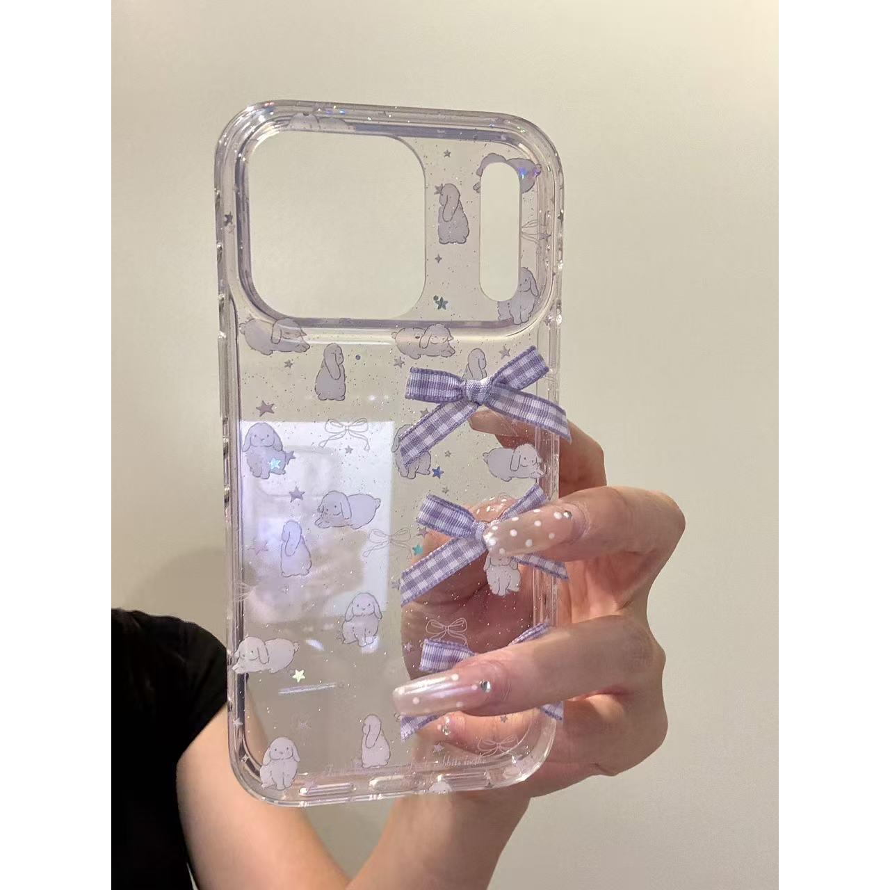 少女心透底软萌小白兔格纹蝴蝶结适用iphone17promax苹果16pro手机壳15pro女款14新款13可爱高级系列17小众潮