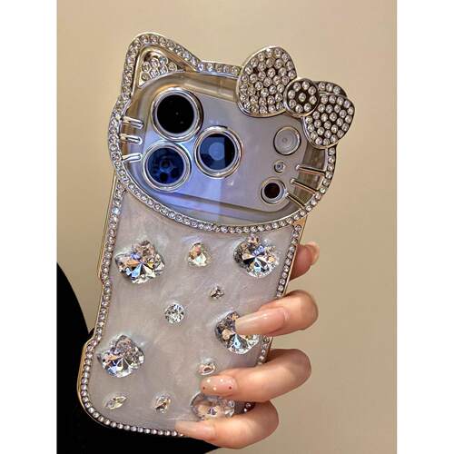 高级感ins点钻镜头滴胶钻石猫咪适用iPhone17promax苹果18pro手机壳16小众女款15简约设计感13防摔保护壳14潮