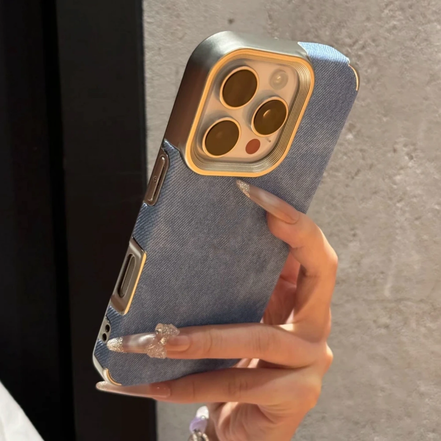 新款高级电镀牛仔纹适用iPhone17promax手机壳苹果16promax网红15p女款14pro高级13简约12小众