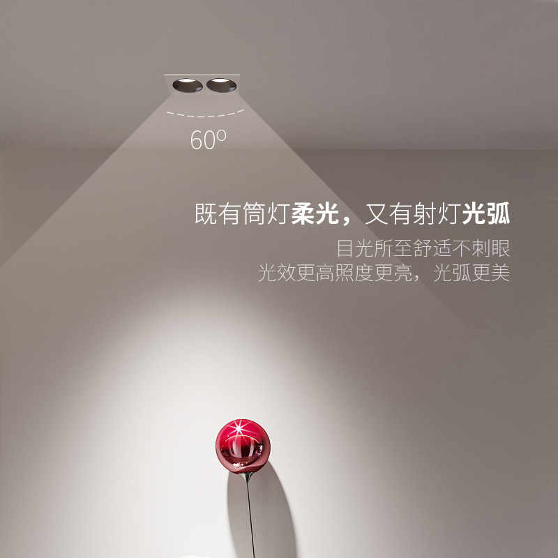 双头射灯家用led斗胆灯嵌入式过道灯客厅无主灯照明走廊防眩筒灯