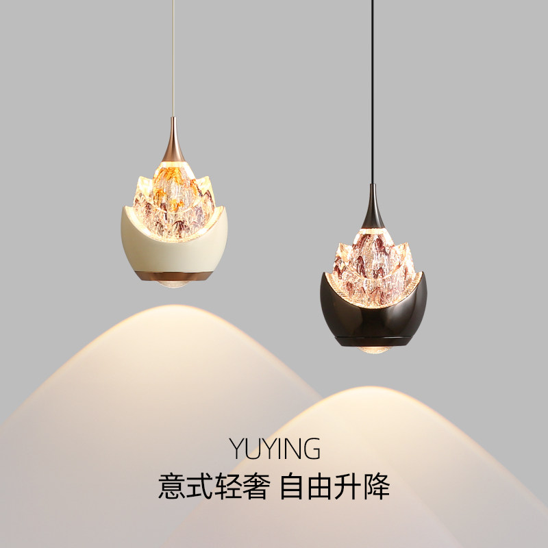 2026新款意式轻奢卧室床头吊灯可升降手扫小吊灯电视背景墙吊线灯