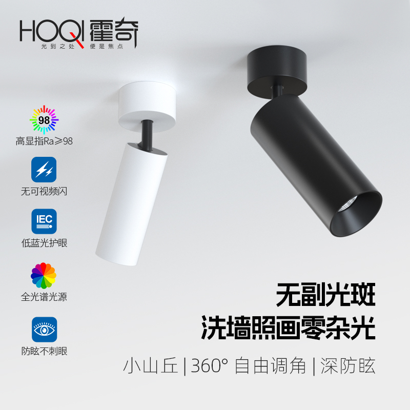 led明装射灯全光谱可调角度家用背景墙小山丘聚光灯照画防眩射灯