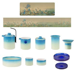 故宫 千里江山 茶具套装 24件套 陶制茶具成套茶具故宫官方旗舰店