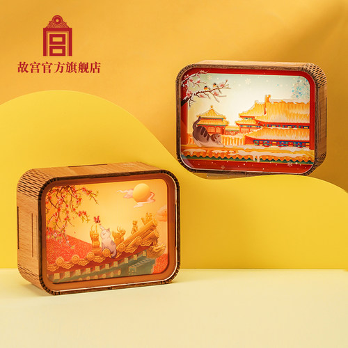 故宫官方宫猫戏雪流沙灯