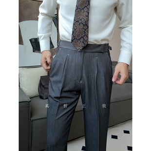 秋冬新款 958 高级灰弹力腰围高腰休闲那不勒斯西裤