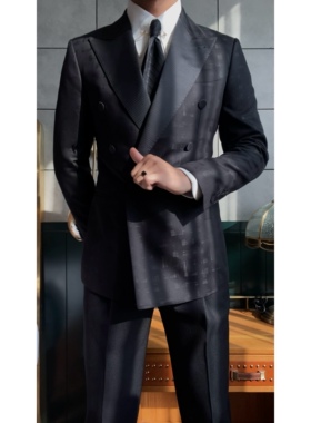 男士双排扣优雅绅士婚礼气质时尚日常主持人单西外套-16179戗驳领