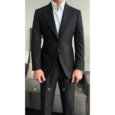 春季新款轻奢商务绅士款鱼骨纹那不勒斯单排扣西服套装22200