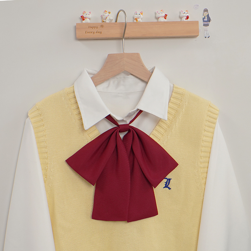 明日同学自制大平角纯色JK蝴蝶结免打领结日系水手服配饰制服