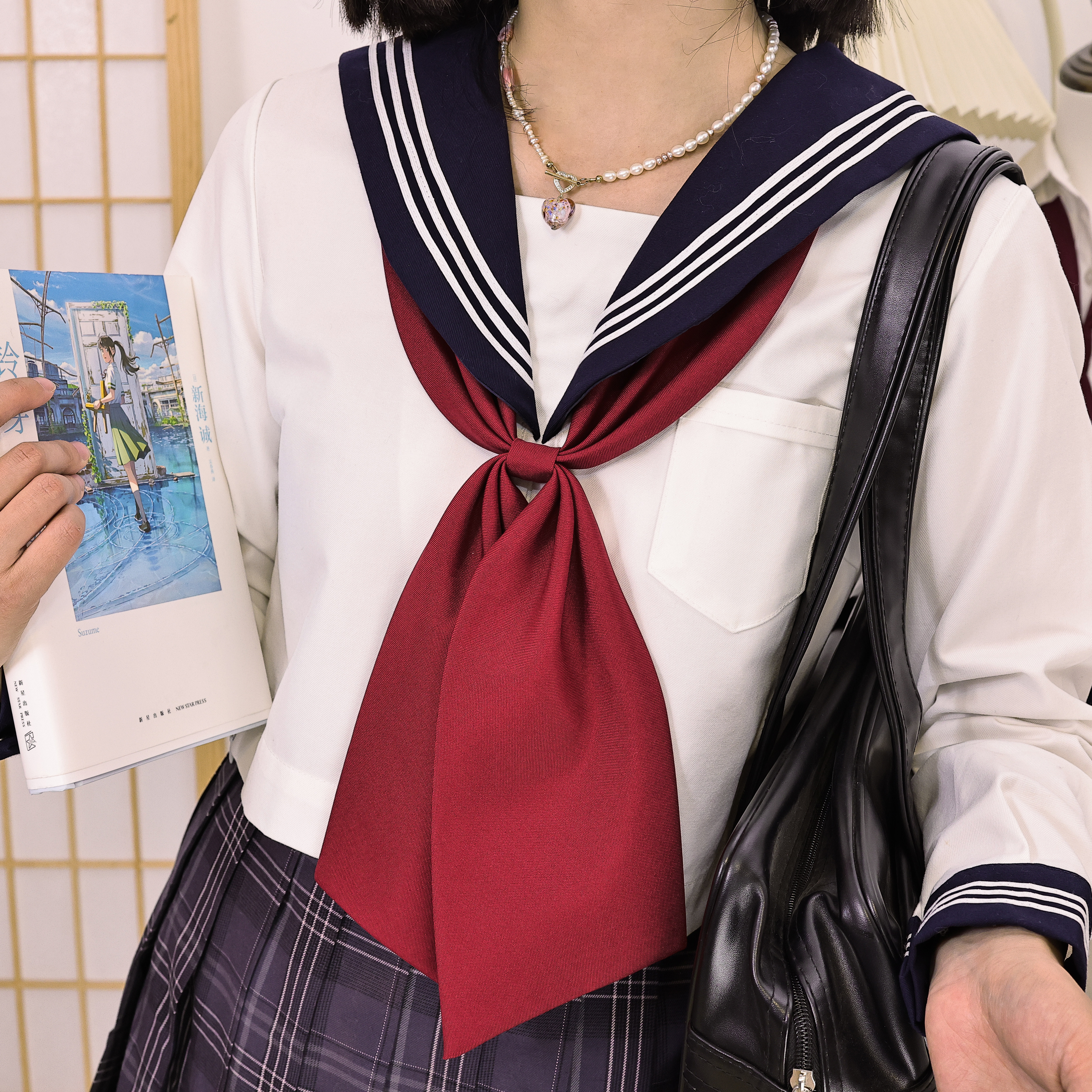 酒红色系列JK免打领结蝴蝶结领巾日系制服配饰 明日同学包邮