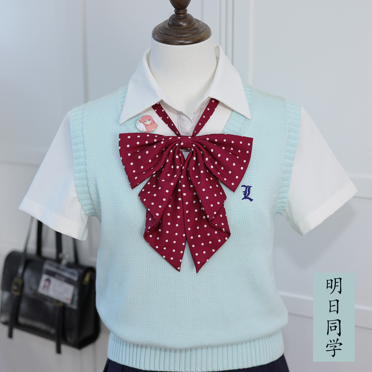 JK免打波点蝴蝶结领结日系圆点制服配饰（水手服要延长带）包邮