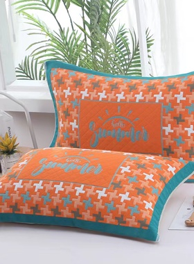 纯棉纱布枕巾一对装家用吸汗透气情侣枕头巾四季可用灰色红色橙色