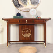 新中式 实木玄关桌客厅入户玄关台供桌靠墙超窄条案榆木门厅玄关柜