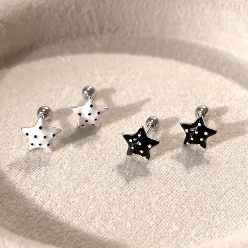 新款不对称星星耳钉养耳洞睡觉免摘小众独特精致小巧耳骨钉耳饰