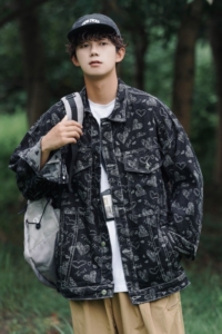 24 款男士刺绣工装日系潮流休闲牛仔夹克外套 2011 /P90图片