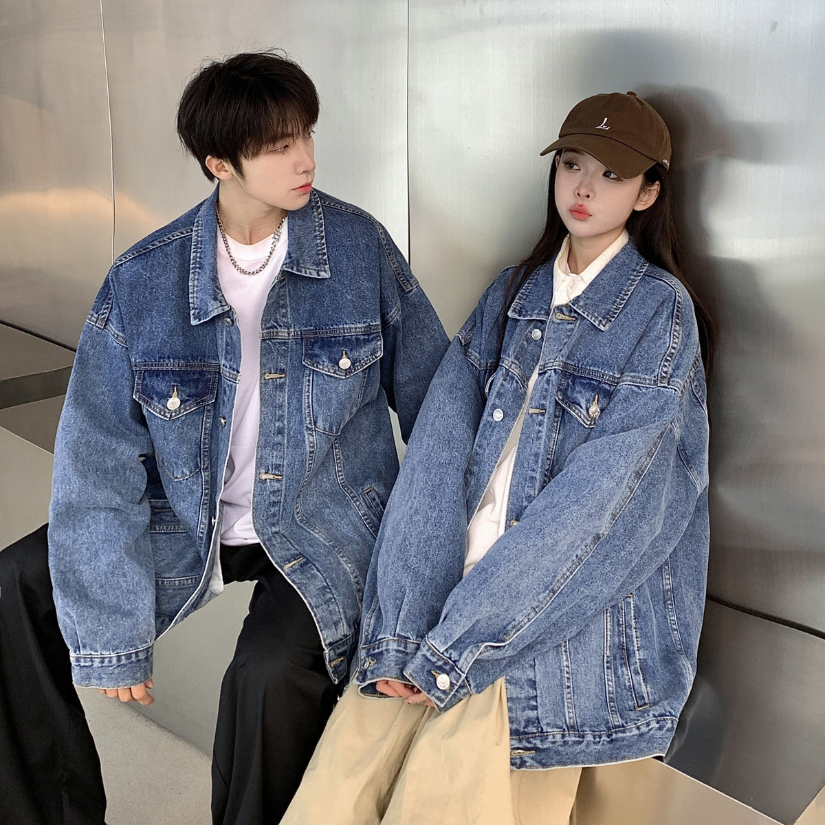 24款牛仔夹克宽松韩版工装潮流水洗情侣外套N991/P98148,男装夹克,星座202