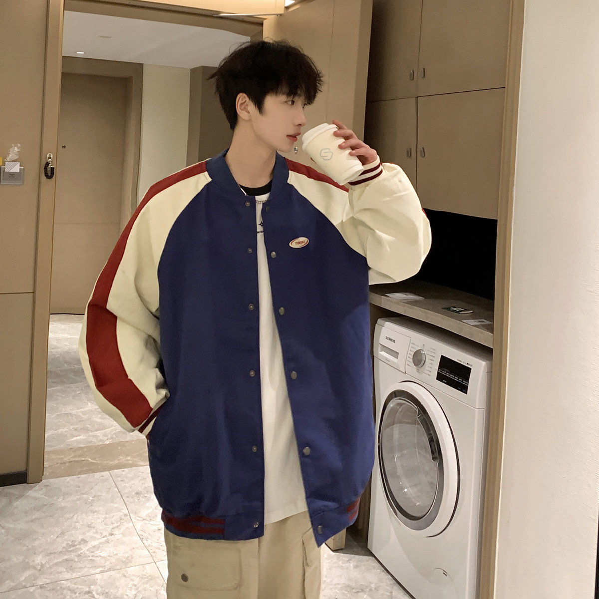 24款撞色棒球服潮流情侣字母夹克上衣9106/P95,男装夹克,星座202
