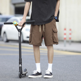 七色夏季新款水洗工装大口袋微弹潮流休闲短裤K2201/P55，男装牛仔裤，星座202