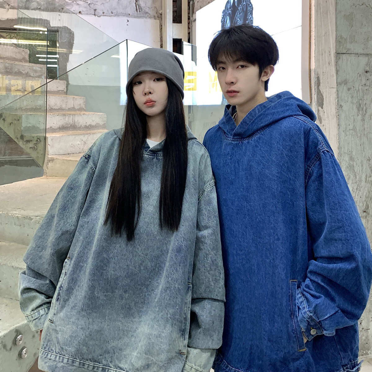 24新款牛仔连帽水洗情侣款卫衣N55/P98，男装卫衣，星座202