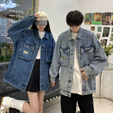 24款工装情侣牛仔夹克大口袋休闲潮流外套上衣N998/P85，男装夹克，星座202