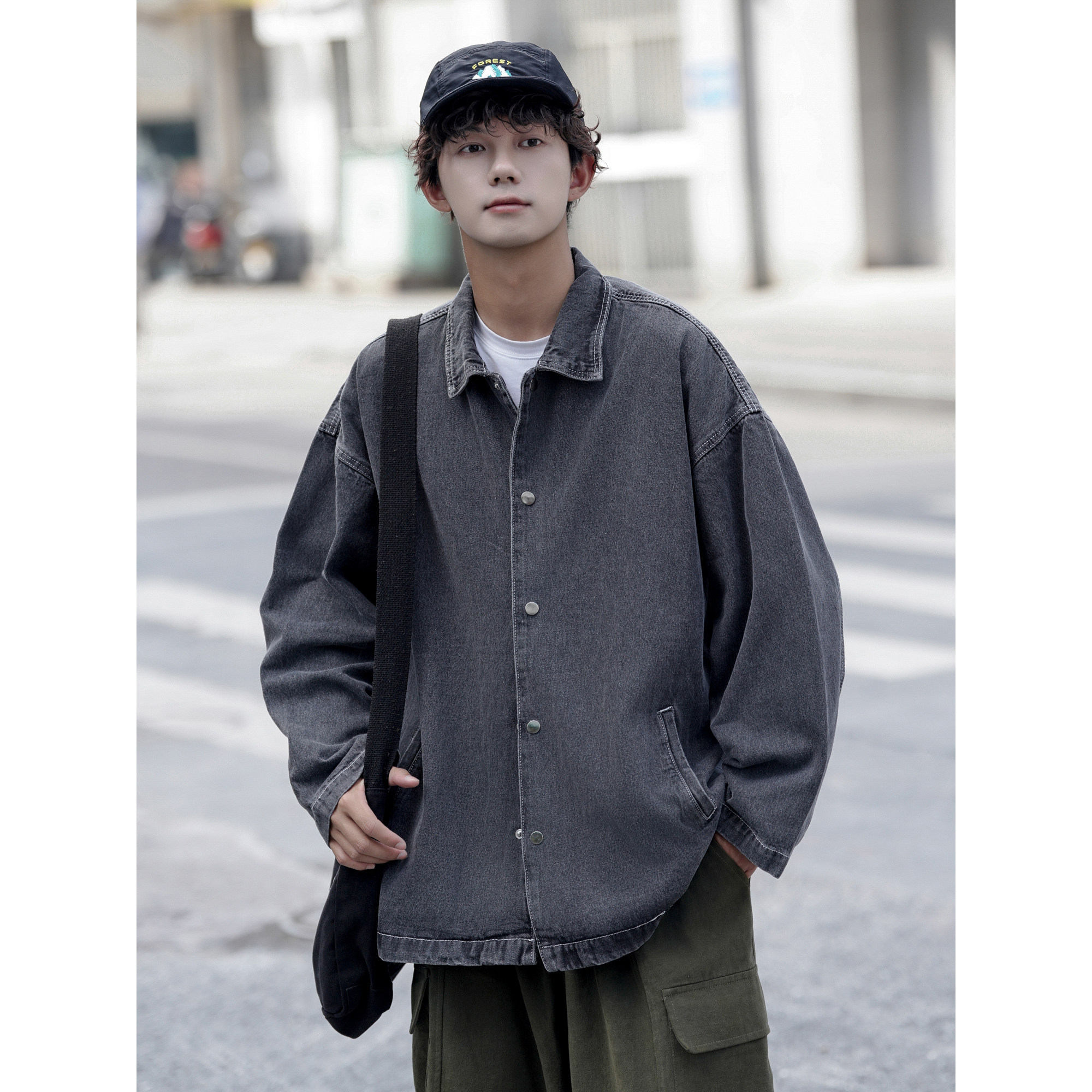 24款纯色水洗牛仔夹克潮流中长外套2013/P98,男装夹克,星座202