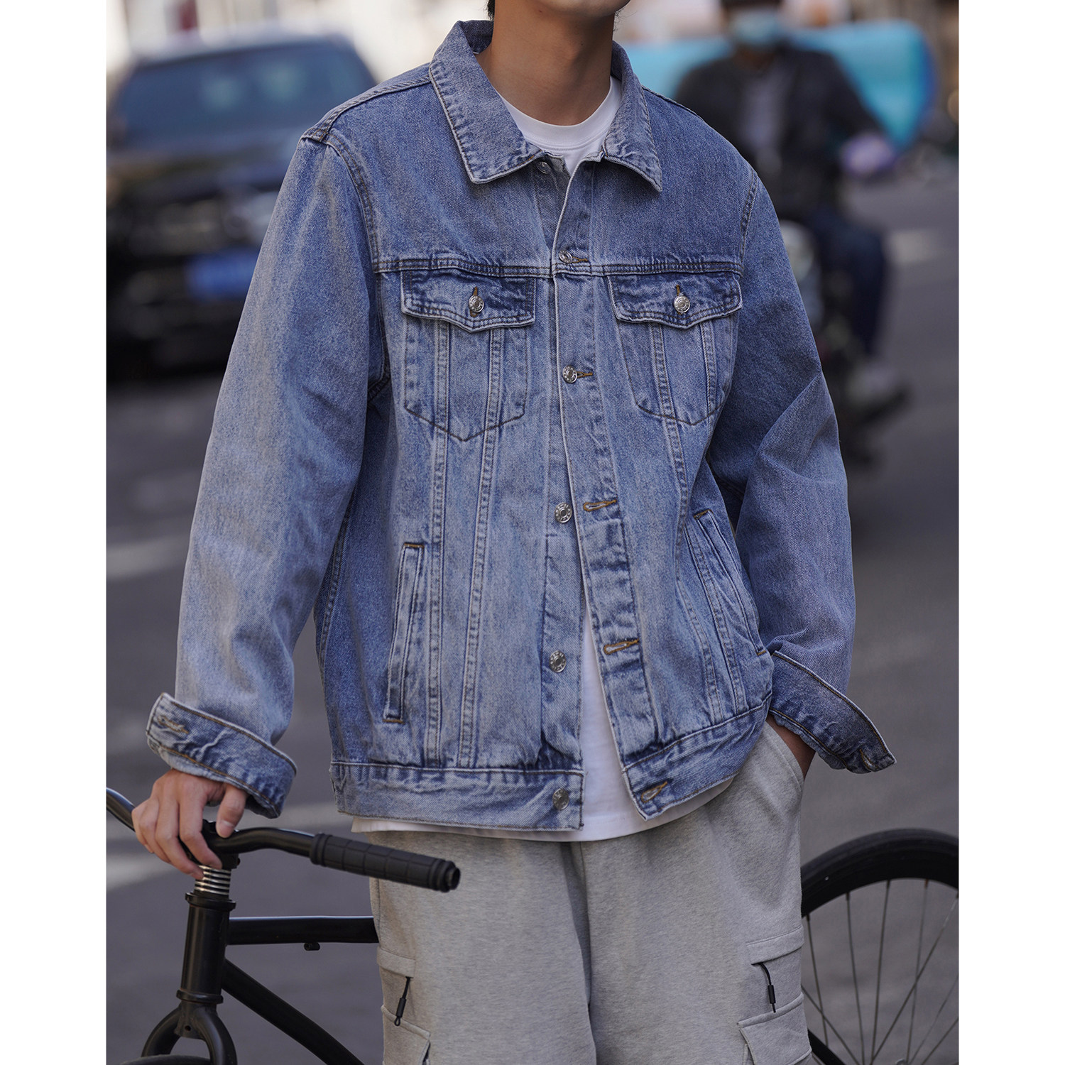 24款新款纯色净版水洗牛仔夹克上衣N606/P98,男装夹克,星座202