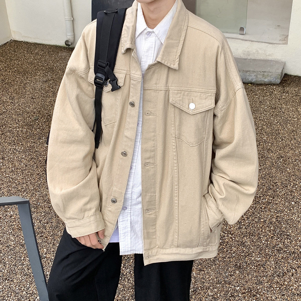 24 新款抖音品质男士宽松纯色情侣休闲水洗外套上衣N961/P85图片
