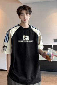 美式潮牌三条杠足球运动风短袖T恤男女情侣街头T6832/P5879图片
