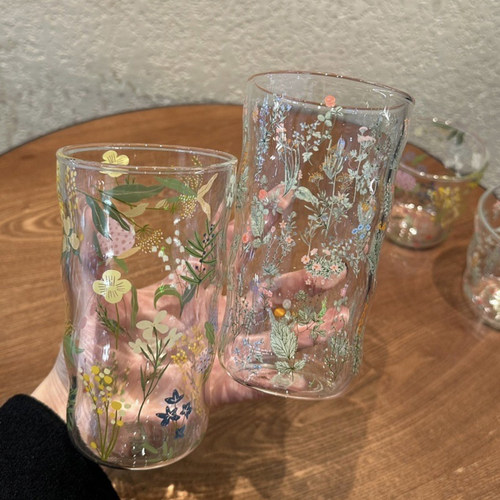 夏日小草苓玻璃水杯耐高温牛奶杯