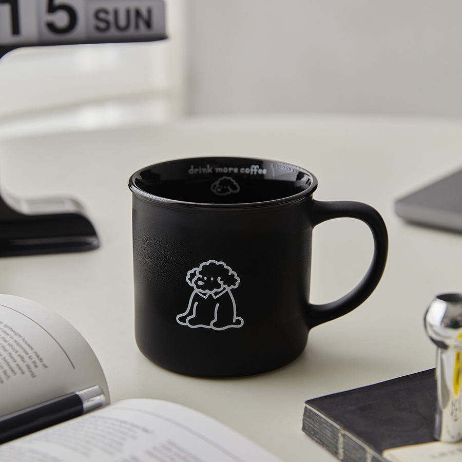 ES黑色小狗马克杯小黑杯咖啡杯