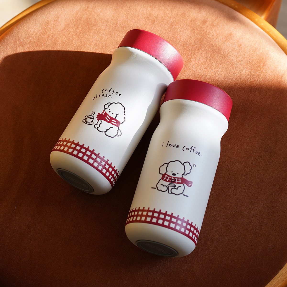 原创小狗新年红保温杯316不锈钢