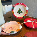 现货 好看圣诞盘子立体手作雪人姜饼人圣诞树陶瓷餐盘圣诞节礼物