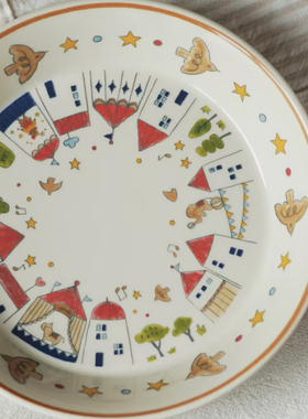 Endless stars马戏团复古陶瓷餐具盘子深盘汤盘意面盘手绘釉下彩