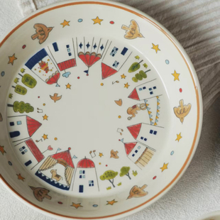 Endless stars马戏团复古陶瓷餐具盘子深盘汤盘意面盘手绘釉下彩