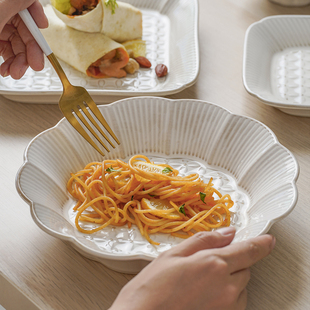 汤碗早餐杯网红餐具 Endless stars 家用浮雕盘子陶瓷饭碗套装 日式