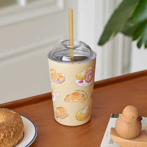 面包兔子奶油保温杯不锈钢咖啡杯