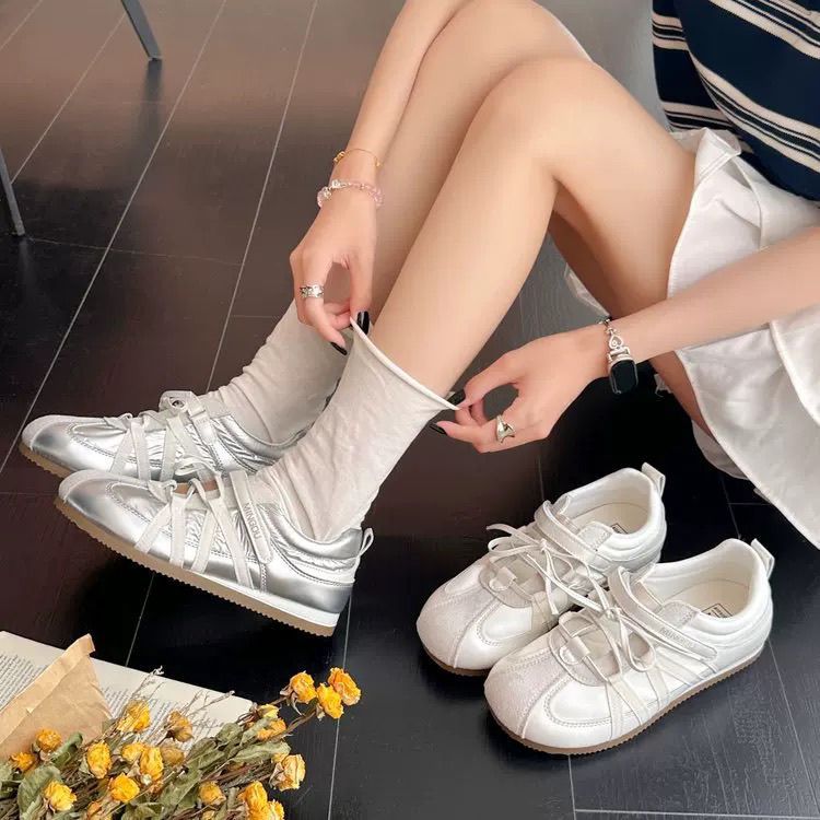 原版质量！银色德训鞋女2026新款夏季鞋子超火芭蕾风玛丽珍女鞋