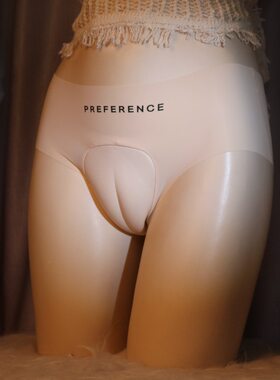 女款男穿男女通用内裤冰丝无痕一片式骆驼趾女性化设计性感三角裤
